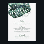 Menu Grande Monstera Monstera Minimalista<br><div class="desc">Uma grande folha monstera tropical e uma tipografia moderna em um elegante e mínimo design de menus moderno com espaço para um obrigado você mensagem, novo endereço ou doação favorece texto no verso. As cores de fundo e texto e as fontes podem ser alteradas clicando em 'personalizar mais' para criar...</div>