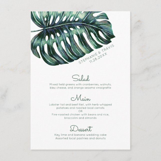 Menu Grande Monstera Monstera Minimalista (Frente)