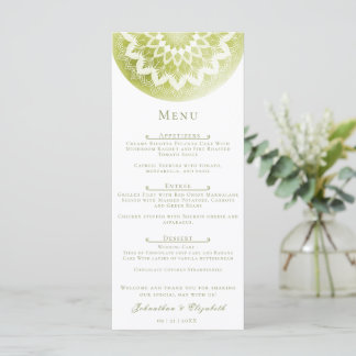 Menu Green Lace Mandala Wedding