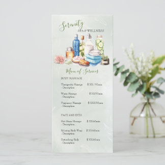 Menu Green Watercolor Spa e Wellness Center Price
