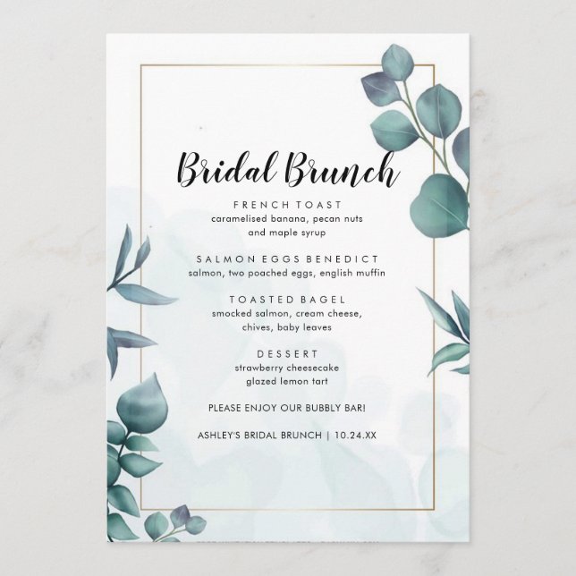 Menu Greenerant Elegant Foliage Bridal Brunch (Frente)