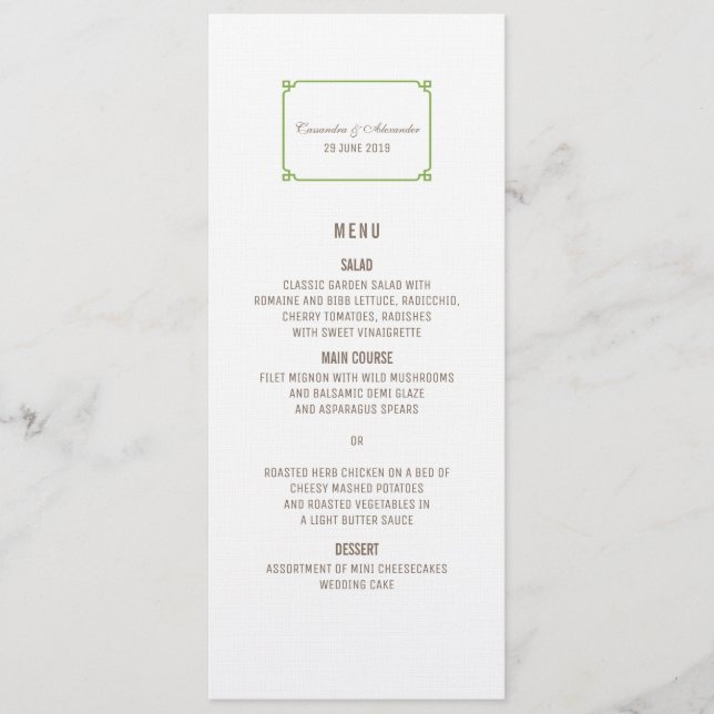 Menu Greenery Deco Chic Wedding (Frente)
