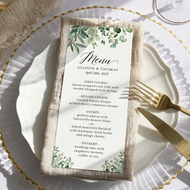 Menu Greenery Eucalyptus deixa casamento (Criador carregado)