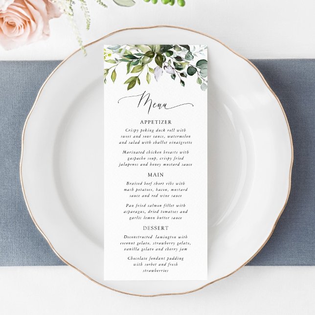 Menu Greenery, Eucalyptus Leaves, Boho, Bridal Shower (Criador carregado)