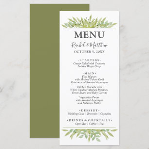 Menu Greenery Foliage Wedding