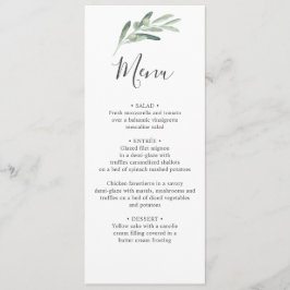 Menu Greenery Olive Wedding