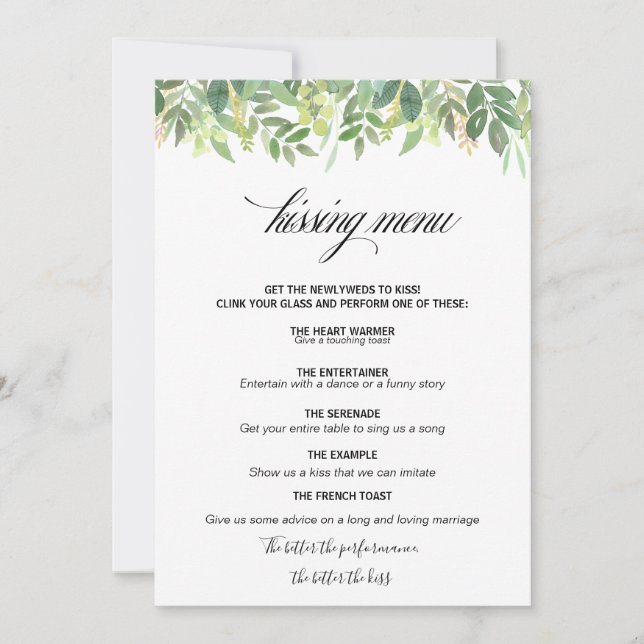 Menu Greenery Summer Destination Kissing (Frente)