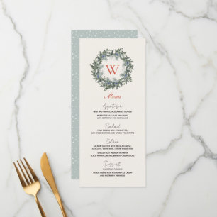 Menu Greenery Wreath Monograma Janto Natal
