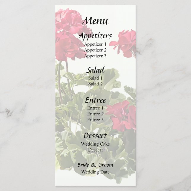 Menu Grupo de Gerânios Vermelhos (Frente)