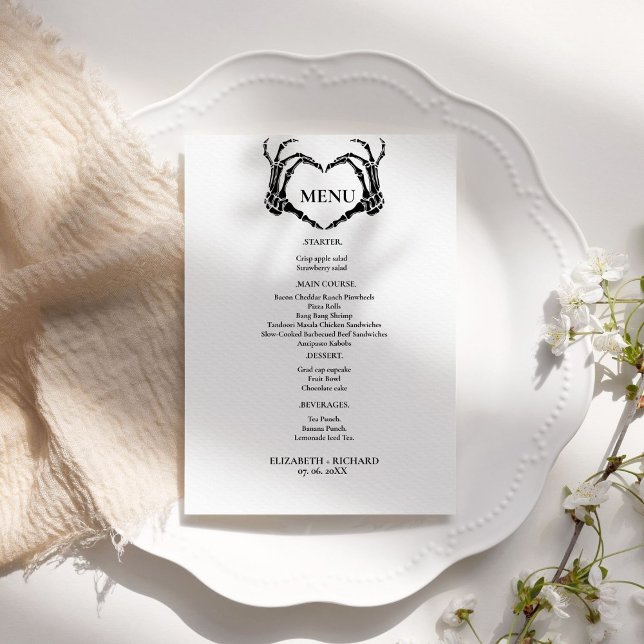Menu Halloween Gothic Hearts Skull Weding (Criador carregado)