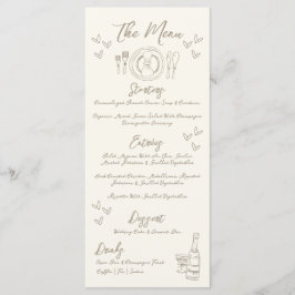 Menu Hand Draw Quirky Whimsical Wedding