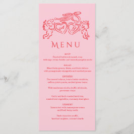 Menu hand drawn heart couple Whimsical Wedding 