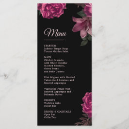 Menu Hand Drawn Roses Dark Romantic Wedding