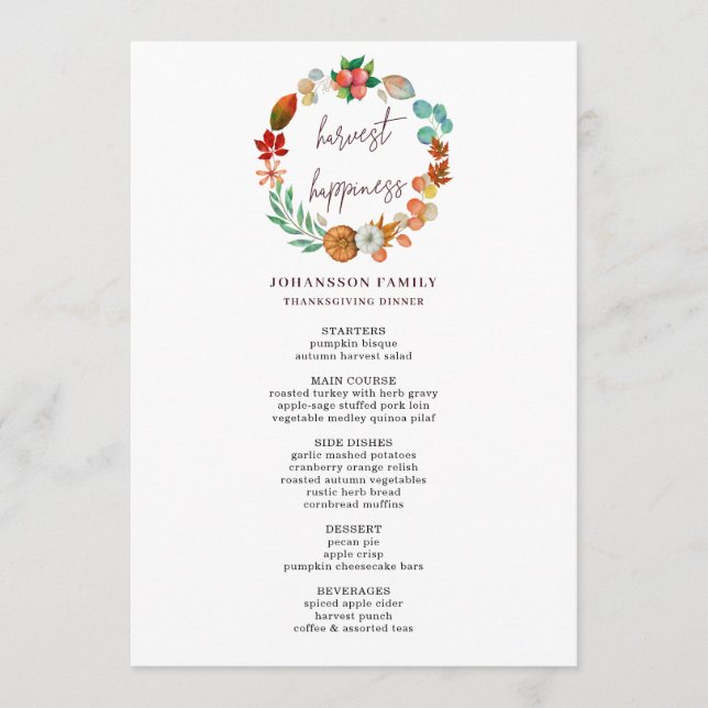 MENU HARVEST OUTUMN PUMPKIN WREATH OBRIGADO JANTO DE OB (Frente)
