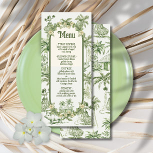 Menu Hawaiian Toile de jouy Wedding