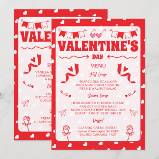 Menu Hearts Happy Valentine's Day Modern Love Pattern