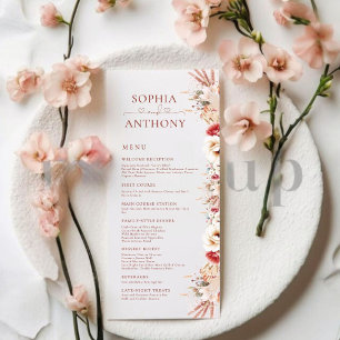 Menu Homens de Casamento Lado-Solteiro Floral Mínimo Bl