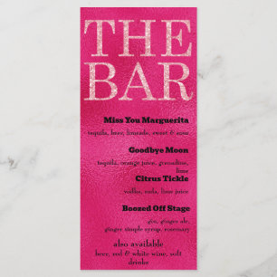 Menu Hot Pink and Pink Glitter Drinks (Bebidas bri