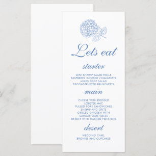 Menu Hydrangea Dusty Blue Floral Casamento