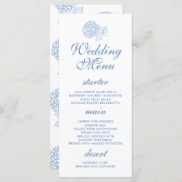 Menu Hydrangea Dusty Blue Floral Modern Casamento