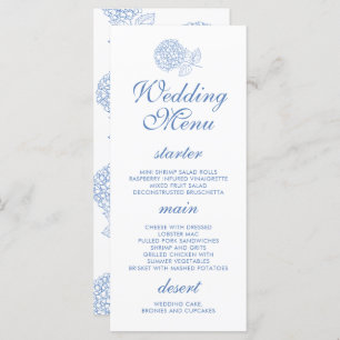 Menu Hydrangea Dusty Blue Floral Modern Casamento