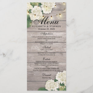 Menu Hydrangea Flowers Wood String Lights