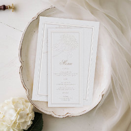 Menu Hydrangea Ivory Frame Formal Casamento Elegante