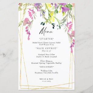 Menu II Geométrico Colorful Wildflower