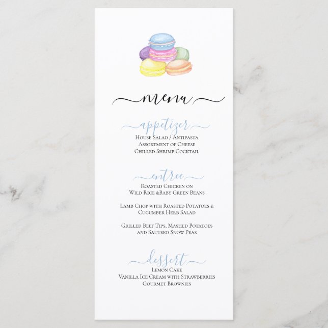 Menu Ilustração Colorida de Cookies Macaron (Frente)