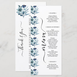 Menu Ilustração de Aquarela Rústica com Buquê Floral Az