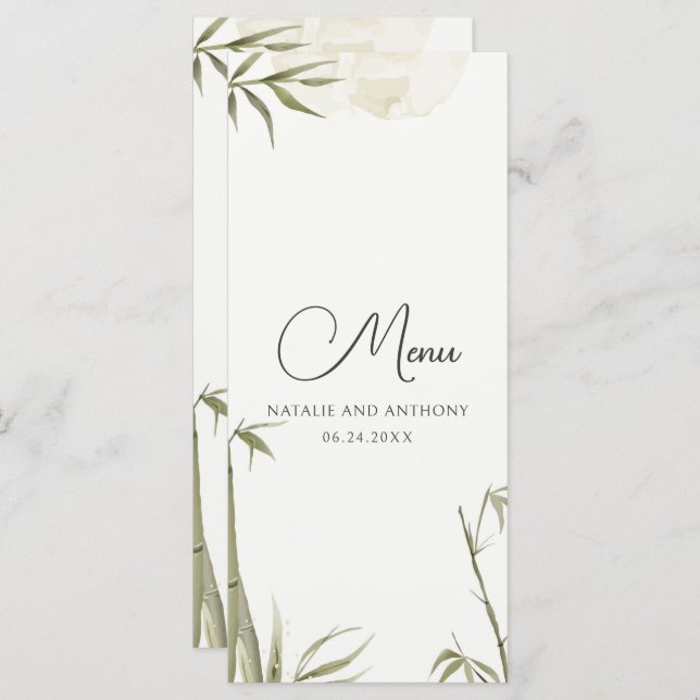Menu Ilustração de árvore de bambu de aquarela (Frente/Verso)