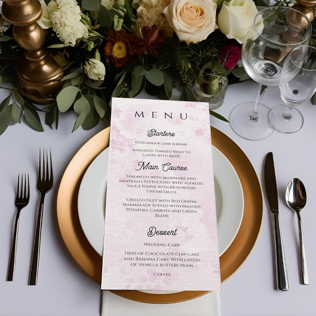 Menu Ilustração de Café Romântico Jantar de Casamento  (Romantic Café Illustration Wedding Dinner Menu)