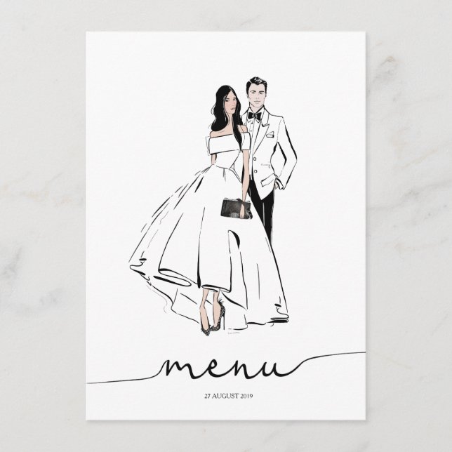 Menu Ilustração de Moda de Noiva e Noiva (Frente)