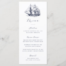 Menu Ilustração de Navio Náutico Elegante Casamento