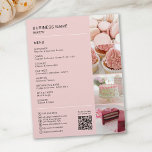 Menu Imagens de Ícones de QR de Foto Personalizada<br><div class="desc">Promova sua padaria ou compro de bolo com este dormente e totalmente personalizável passageiro. Apresentando um fundo e espaço cor-de-rosa macio para quatro fotos para mostrar suas melhores curativas, este folheto é perfeito para destacar seus serviços e especialidades. Adicione os detalhes personalizados da sua padaria, incluindo um código de QR...</div>