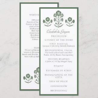 Menu Impressão Botânica em Bloco Verde e Branco
