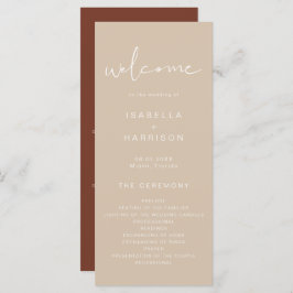 Menu INDIE Bohemian Earth Toned Beige Weding Program