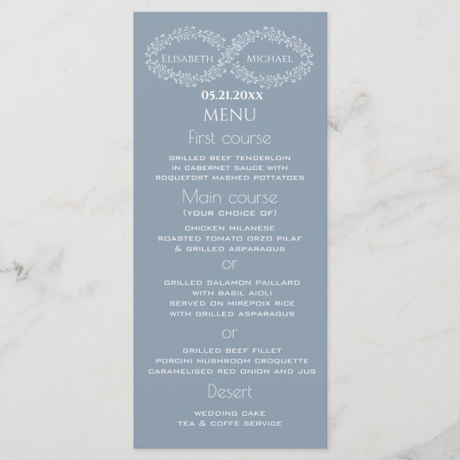 Menu Infinity posty botânico romântico elegante (Frente)