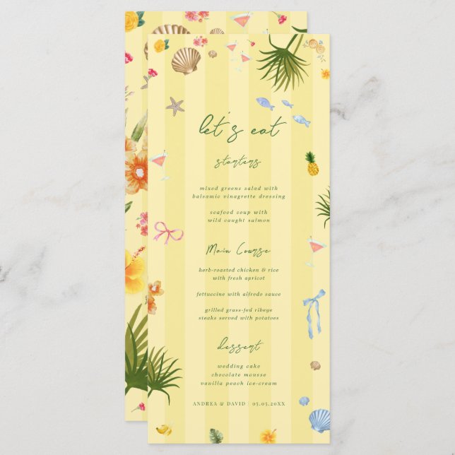 Menu Island Yellow Wedding (Frente/Verso)