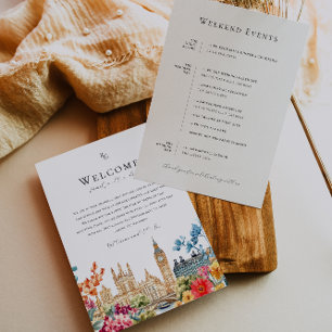Menu Itinerário de Boas-Vindas de Casamento Floral em A