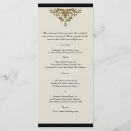 Menu Ivory Black and Dourado Casamento tema damasco Men