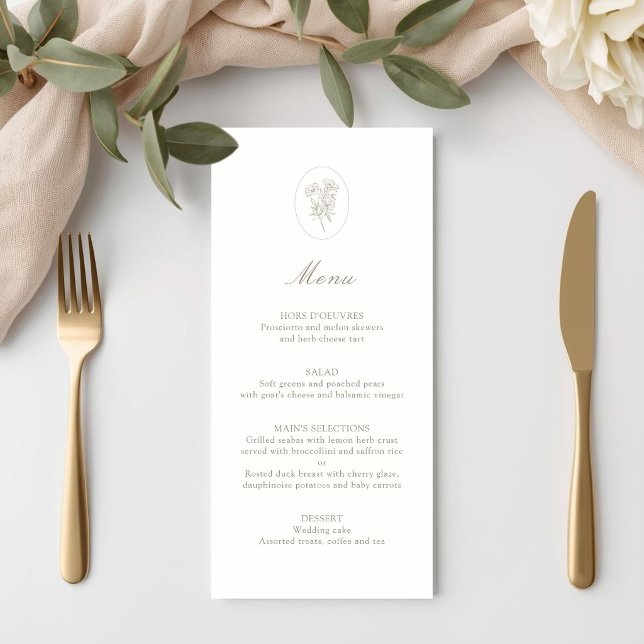 Menu Ivory Branco | Casamento Botânico com Letra Minima (Criador carregado)