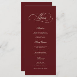 Menu Ivory & Burgundy Old Money Aesthetic Retro Wedding