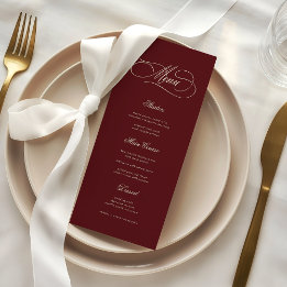 Menu Ivory & Burgundy Old Money Aesthetic Retro Wedding