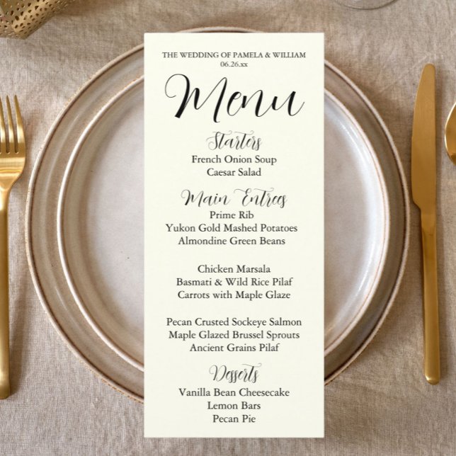 Menu Ivory Color Simple Style Wedding Dinner (In Situ)