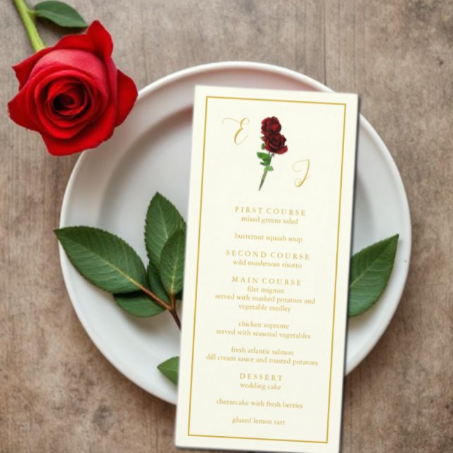 Menu Ivory Dourada Rosa Wedding (Criador carregado)