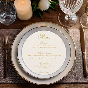 Menu Ivory Dourado Simples Elegante Rota de Casamento