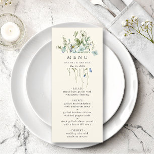 Menu Ivory Elegant Watercolor Wildflower WedMenu