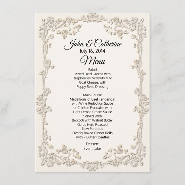 Menu Ivory Floral Mesa (Frente)