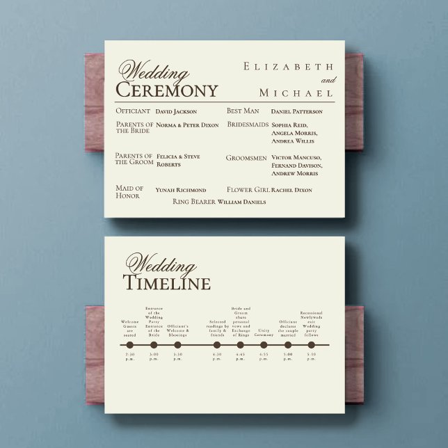 Menu Ivory Minimalist Boho Wedding Program Timeline (Criador carregado)